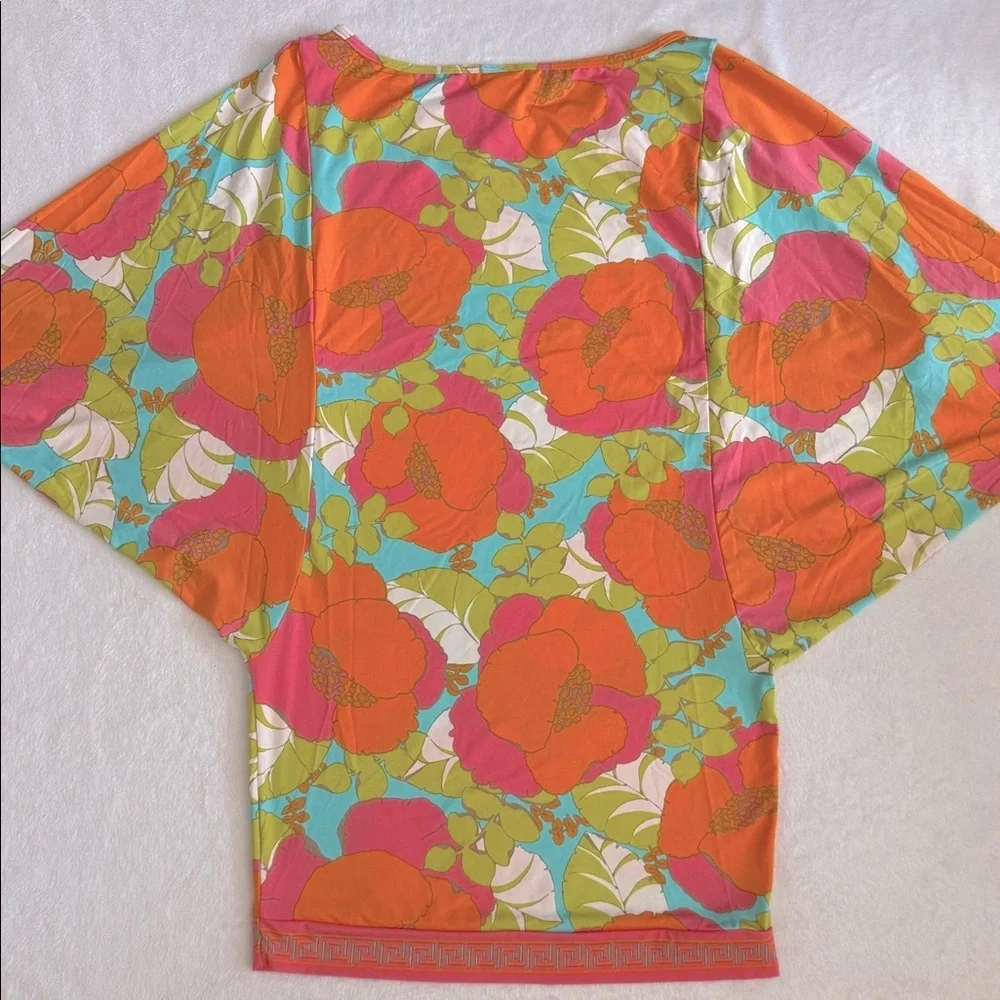 Trina Turk | Playa De Flor Tropical Floral Print Tunic Coverup Mini Dress (M) - Picture 11 of 16
